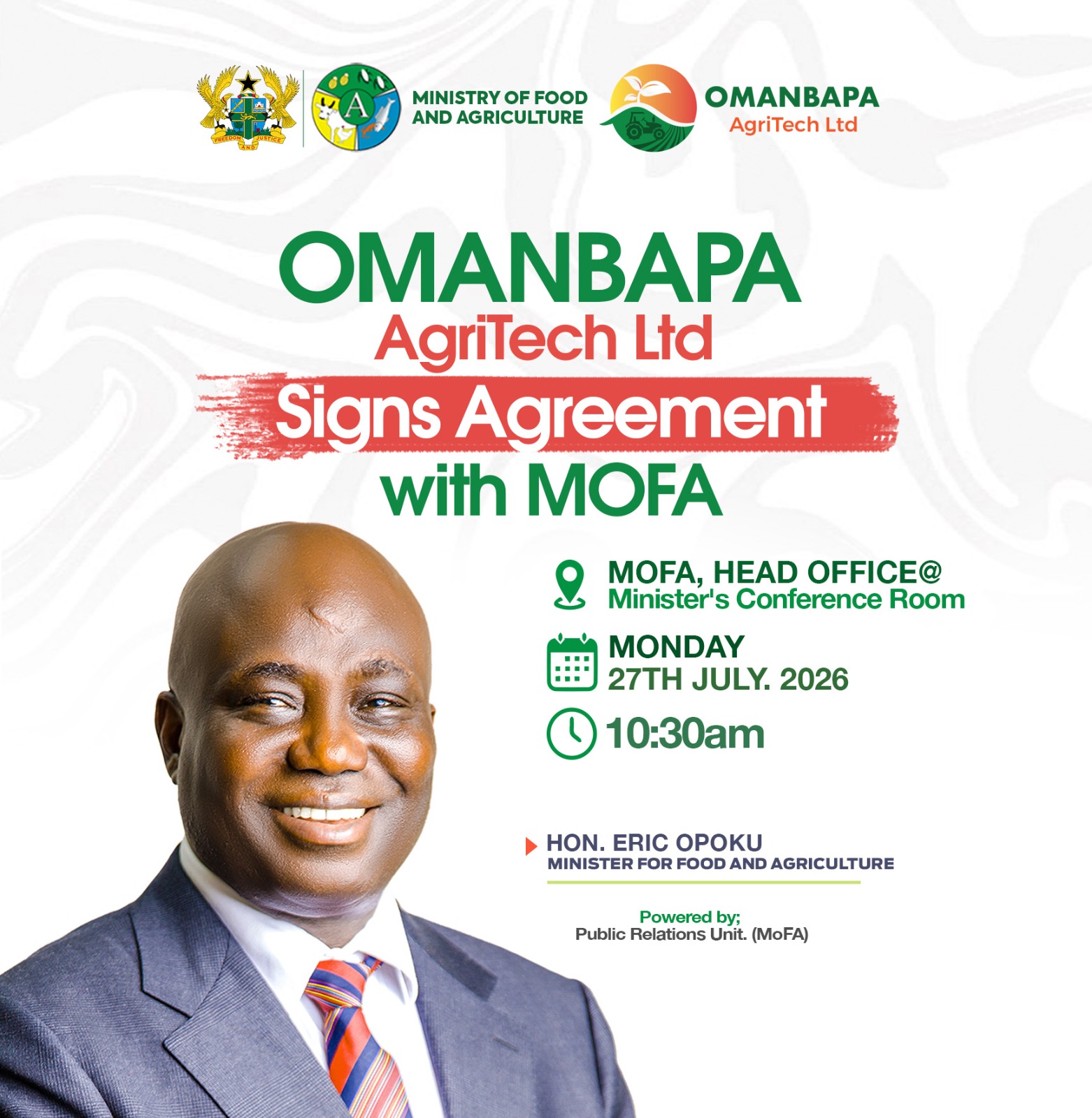 Omanbapa AgriTech to Sign Strategic Collaboration Agreement with Ministry of Food and Agriculture